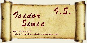 Isidor Simić vizit kartica